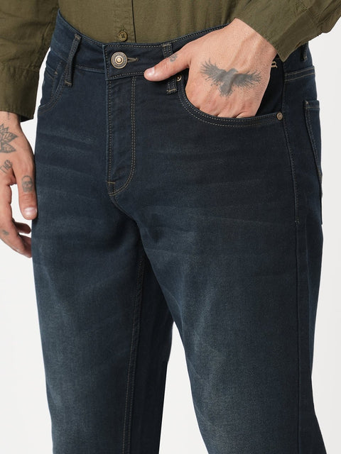 DARK BLUE KNITTED ANKLE FIT DENIM - Jeans - 251010837