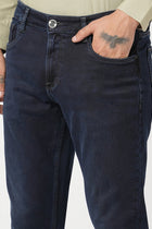 DARK BLUE KNITTED SLIM FIT DENIM - Jeans - 251110894