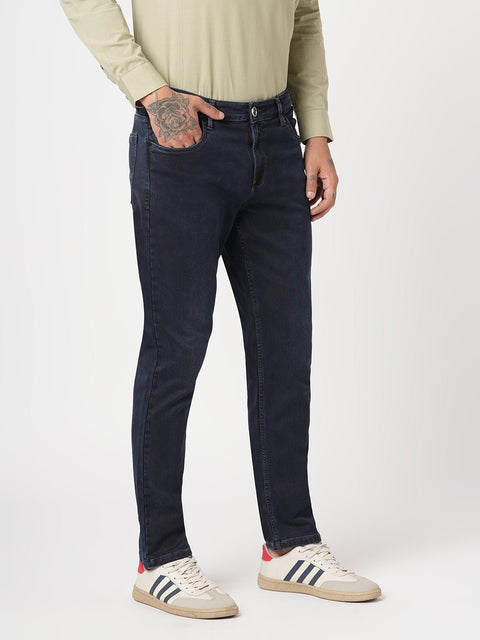 DARK BLUE KNITTED SLIM FIT DENIM - Jeans - 251110894