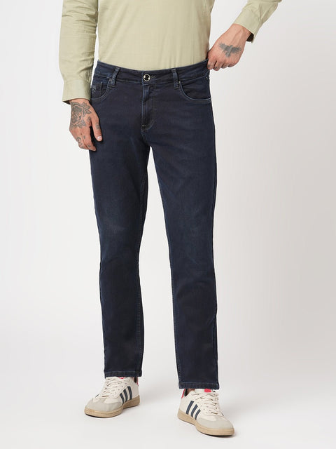 DARK BLUE KNITTED SLIM FIT DENIM - Jeans - 251110894