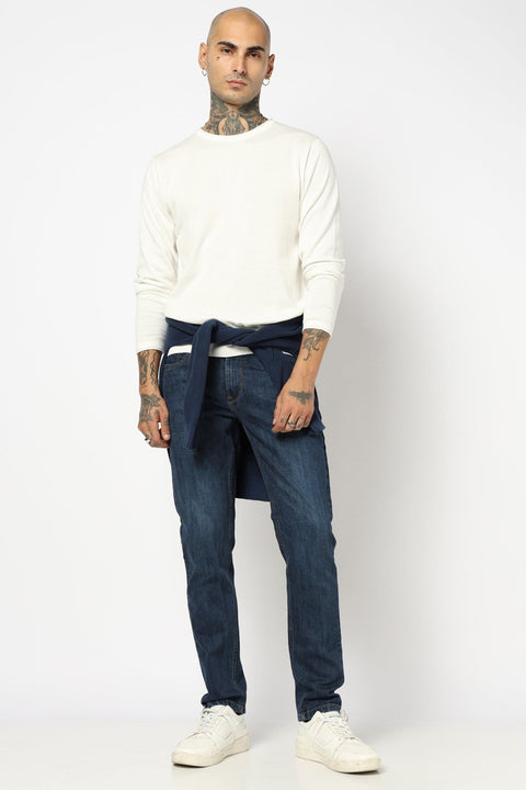 DARK BLUE PLAIN SLIM FIT MENS JEANS - Jeans - 250810525
