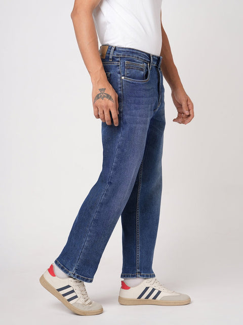 DARK BLUE RELAXED FIT KNITTED DENIM - Jeans - 251211030