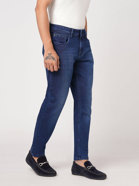 DARK BLUE SLIM FIT KNITTED MEN'S DENIM - Jeans - 251211035