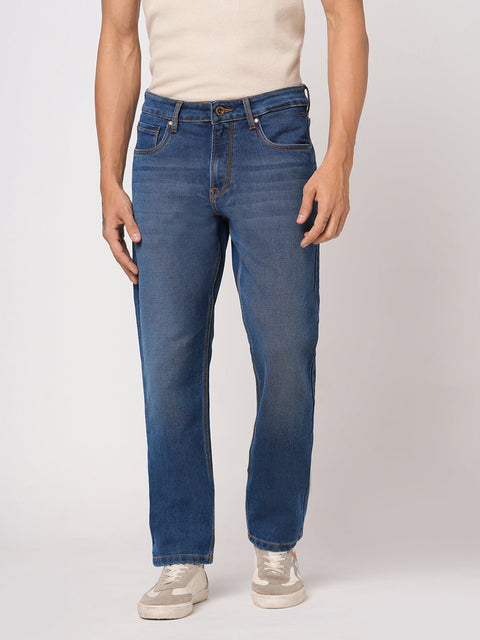 DARK BLUE STRAIGHT FIT KNITTED DENIM - Jeans - 251211010