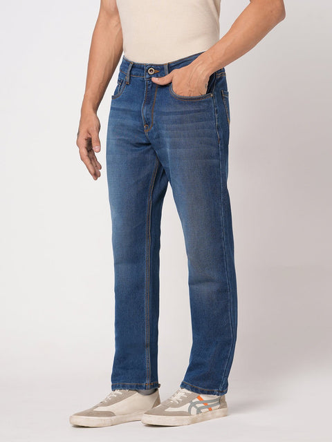 DARK BLUE STRAIGHT FIT KNITTED DENIM - Jeans - 251211010