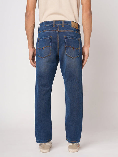 DARK BLUE STRAIGHT FIT KNITTED DENIM - Jeans - 251211010