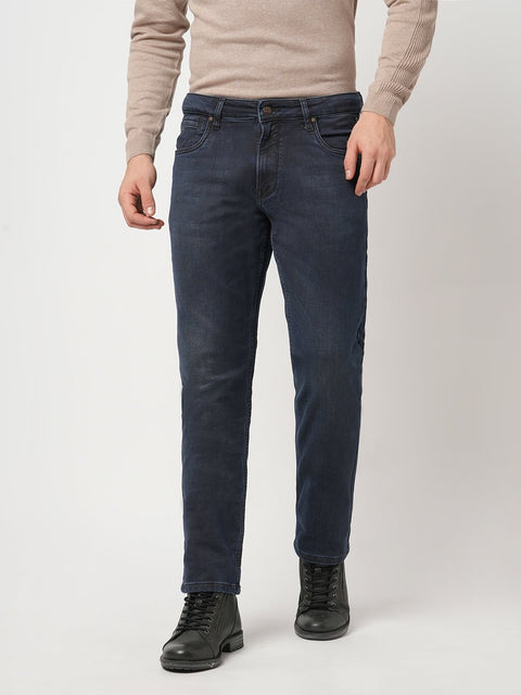 DARK BLUE STRAIGHT FIT KNITTED JEANS - Jeans - 251010772