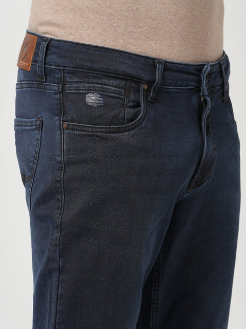 DARK BLUE STRAIGHT FIT KNITTED JEANS - Jeans - 251010772