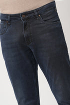 DARK BLUE STRAIGHT FIT KNITTED JEANS - Jeans - 251010772