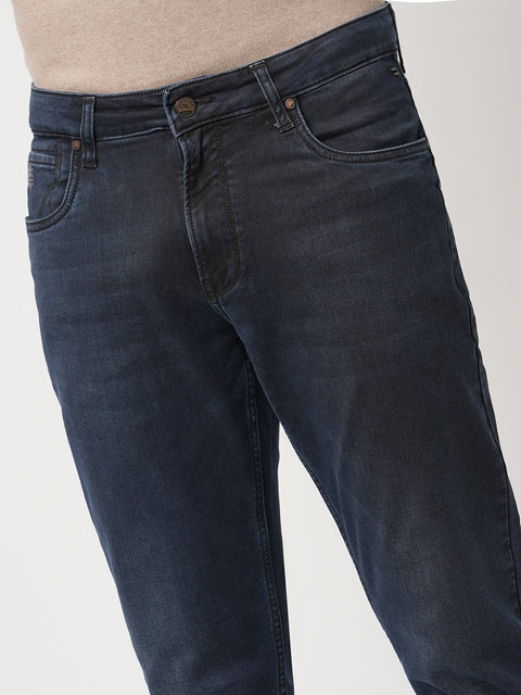 DARK BLUE STRAIGHT FIT KNITTED JEANS - Jeans - 251010772