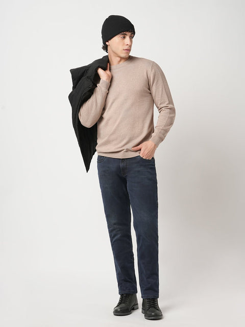 DARK BLUE STRAIGHT FIT KNITTED JEANS - Jeans - 251010772