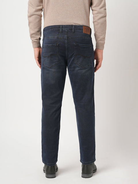 DARK BLUE STRAIGHT FIT KNITTED JEANS - Jeans - 251010772