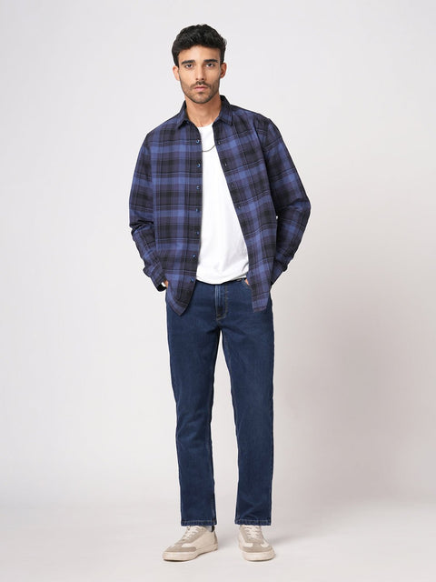 DARK BLUE STRAIGHT FIT KNITTED MENS DENIMS - Jeans - 251010852