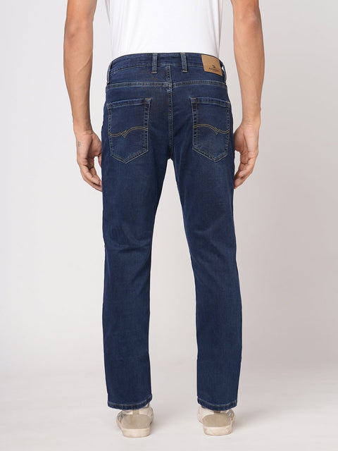 DARK BLUE STRAIGHT FIT KNITTED MENS DENIMS - Jeans - 251010852