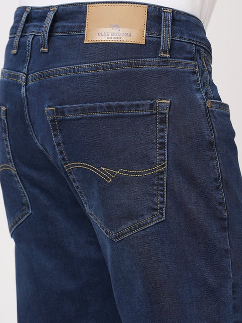 DARK BLUE STRAIGHT FIT KNITTED MENS DENIMS - Jeans - 251010852