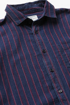 Dark Blue Striped Cotton Shirt - Shirt - 240427366