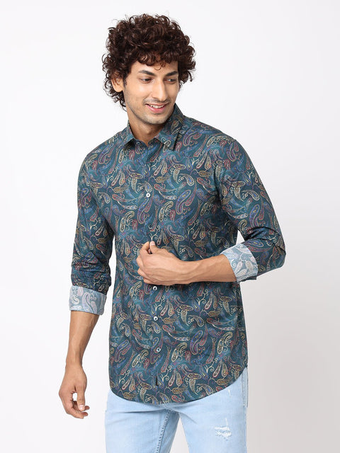 Dark Green Overall Printed Shirt - Shirt - 230625224