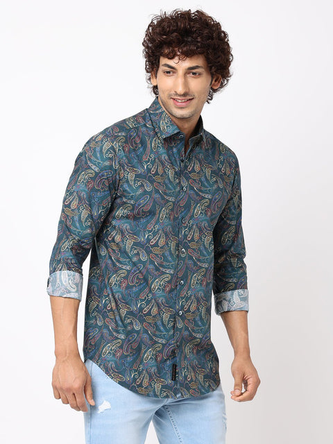 Dark Green Overall Printed Shirt - Shirt - 230625224