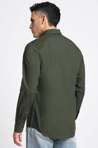 Dark Green Solid Cotton Shirt - Shirt - 230524818