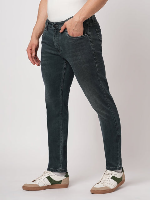 DARK GREY ANKLE FIT KNITTED DENIM - Jeans - 251211015