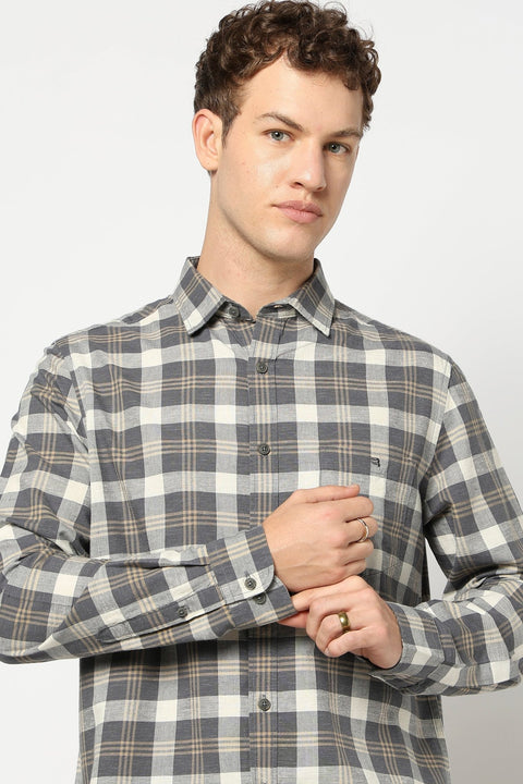 Dark Grey Checkered Shirt - Shirts - 250531173