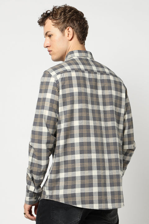 Dark Grey Checkered Shirt - Shirts - 250531173