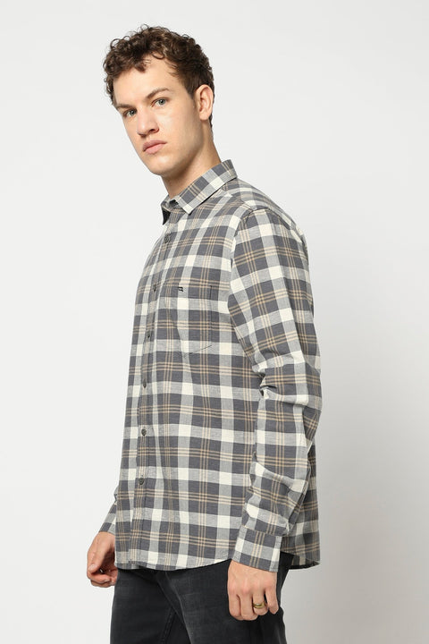 Dark Grey Checkered Shirt - Shirts - 250531173
