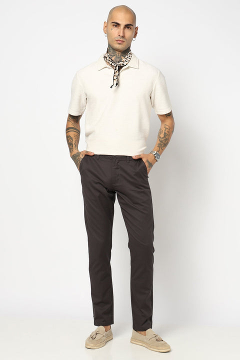 DARK GREY SLIM FIT MENS TROUSERS - Trousers - 