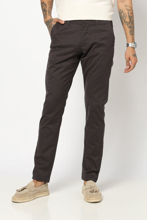 DARK GREY SLIM FIT MENS TROUSERS - Trousers - 
