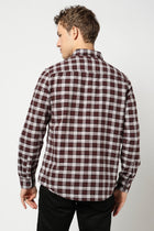 Dark Maroon Casual Checkered Shirt - Shirts - 250330863