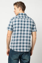 Dark Teal Half Sleeve Tailored Fit Shirt - Shirts - 250330918