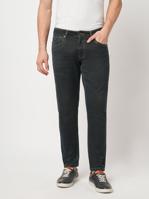 DARK TINTED ANKLE FIT KNITTED JEANS - Jeans - 251010827