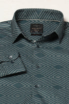 Dark Turquoise Abstract Printed Shirt - Shirts - 241230232