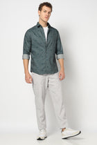 Dark Turquoise Abstract Printed Shirt - Shirts - 241230232