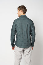 Dark Turquoise Abstract Printed Shirt - Shirts - 241230232