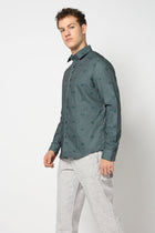 Dark Turquoise Abstract Printed Shirt - Shirts - 241230232