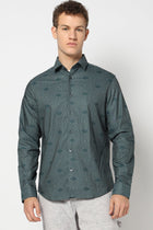 Dark Turquoise Abstract Printed Shirt - Shirts - 241230232