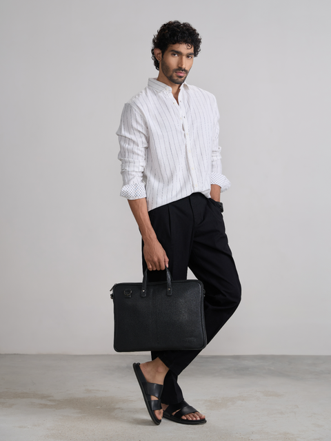 Striped Slub Tailored Fit Shirt