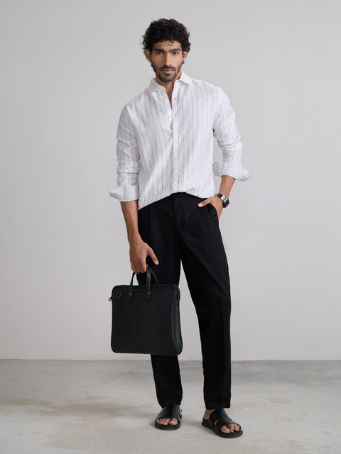 Striped Slub Tailored Fit Shirt