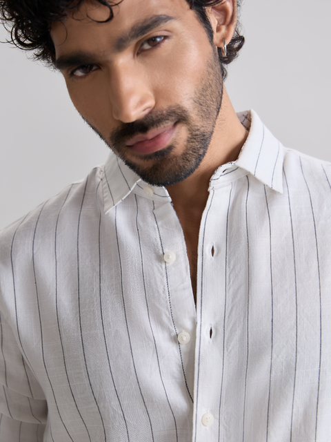 Striped Slub Tailored Fit Shirt