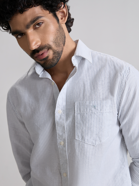 Striped Slub Tailored Fit Shirt