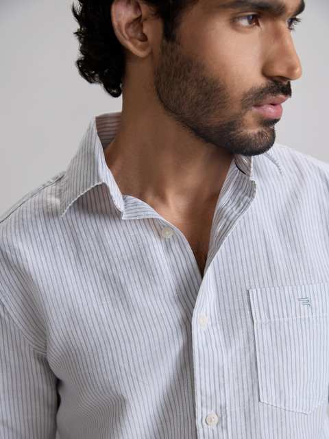Striped Slub Tailored Fit Shirt