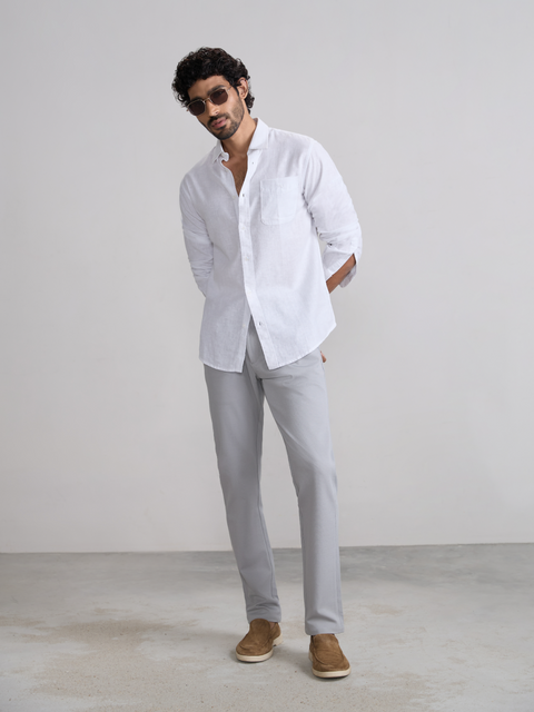 Plain Cotton Blend Shirt