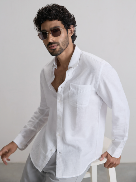 Plain Cotton Blend Shirt