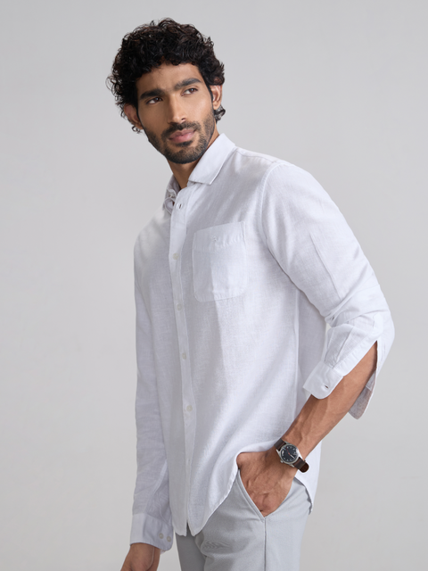 Plain Cotton Blend Shirt
