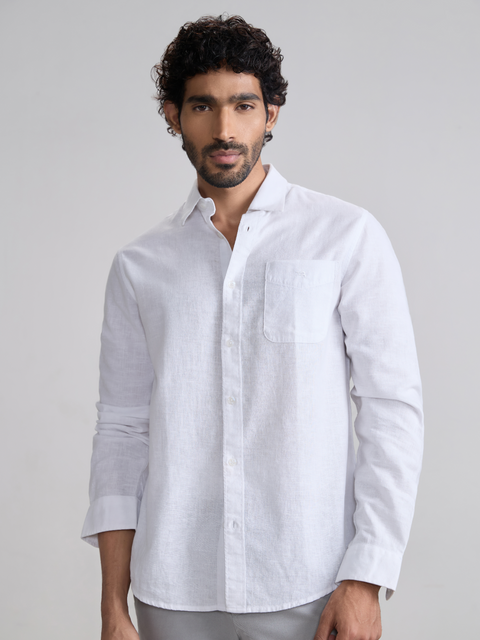 Plain Cotton Blend Shirt