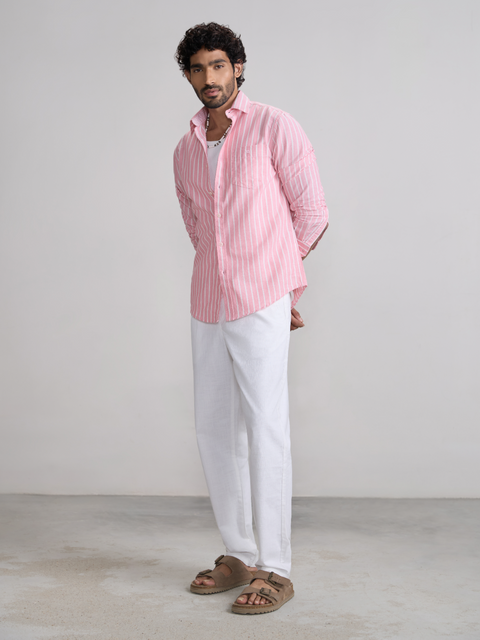 Striped Slub Tailored Fit Shirt