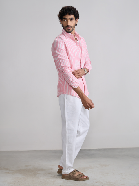 Striped Slub Tailored Fit Shirt
