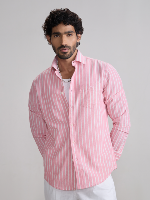 Striped Slub Tailored Fit Shirt