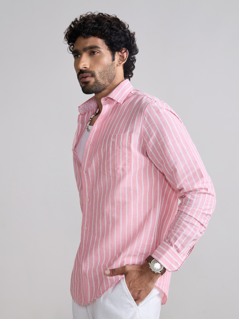 Striped Slub Tailored Fit Shirt